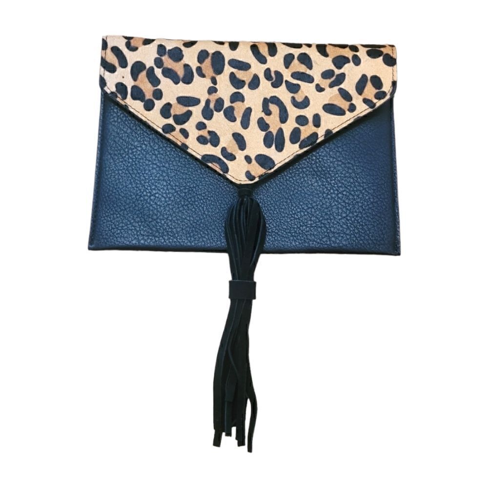Street Level Leopard Tassel Clutch